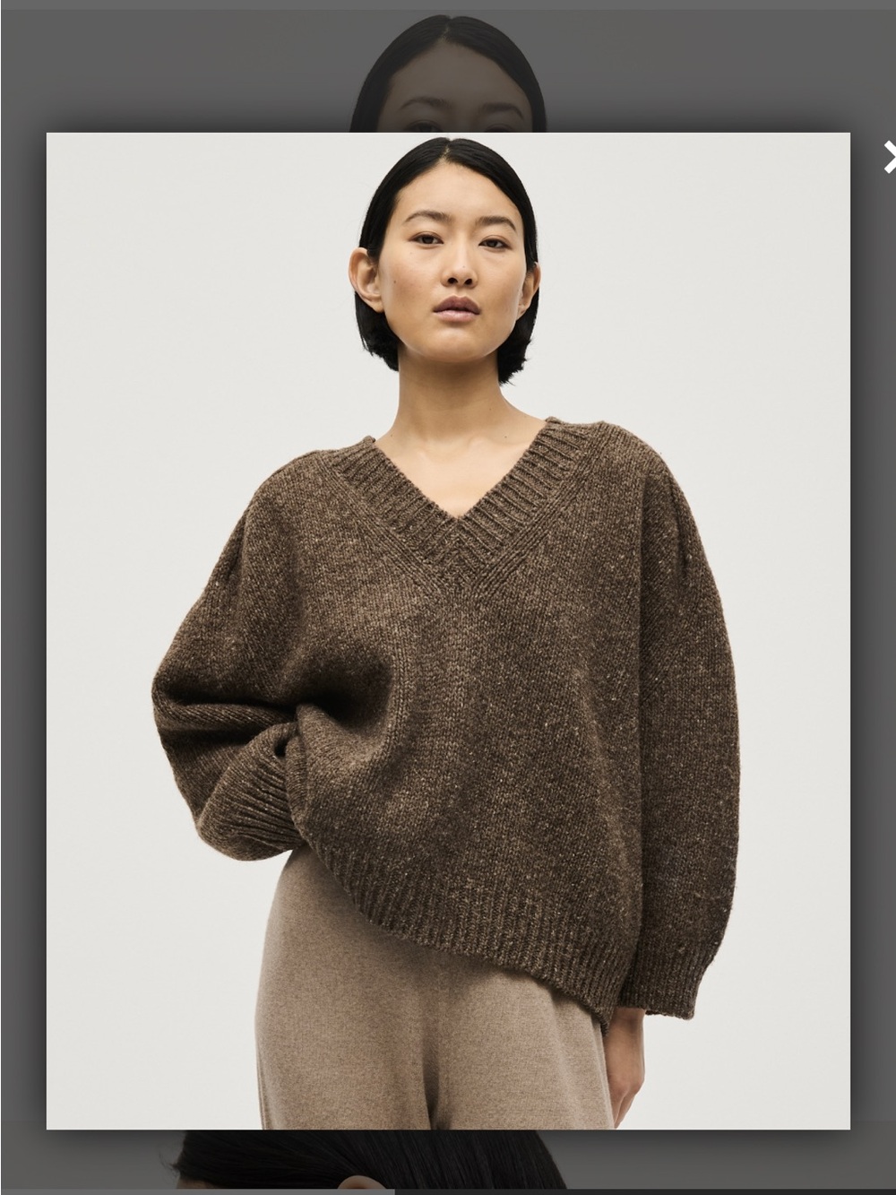 Babaa Brown Oversized V-Neck Sweater